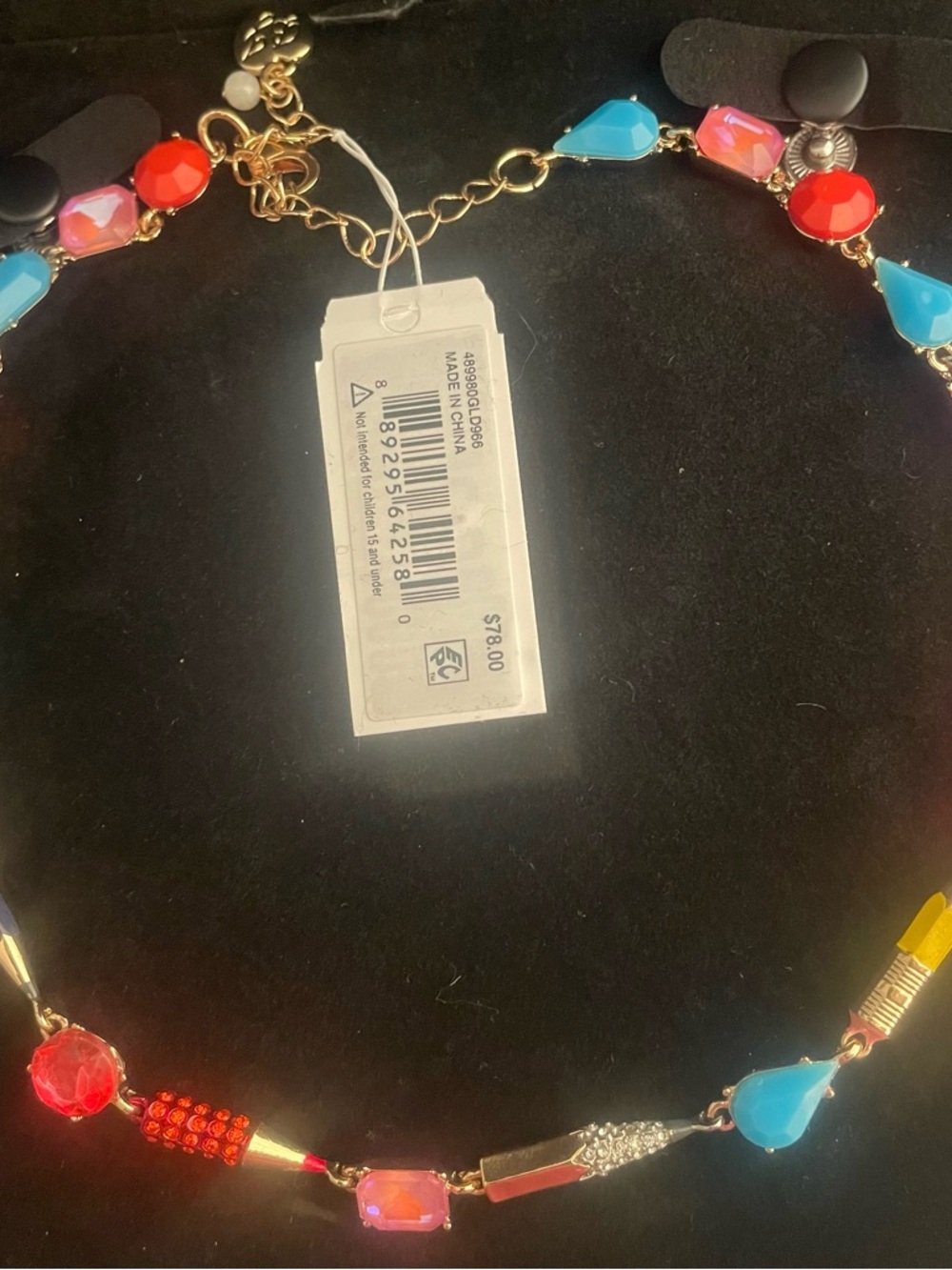 Betsey Johnson Colorful Gemstone Gold Necklace
